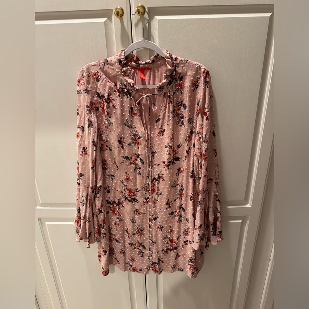 Chelsea and Violet Swiss Dot Pink Floral Mini Dress